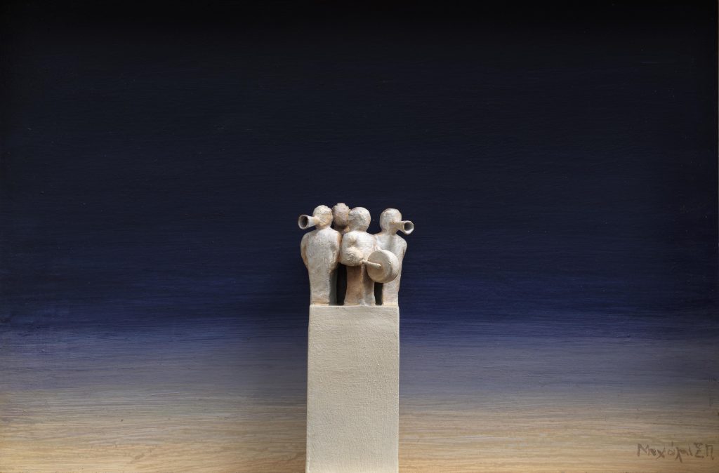 Φωνές στην ερημιά, 2015, ξύλο, ακρυλικά, 30x50x8 cm